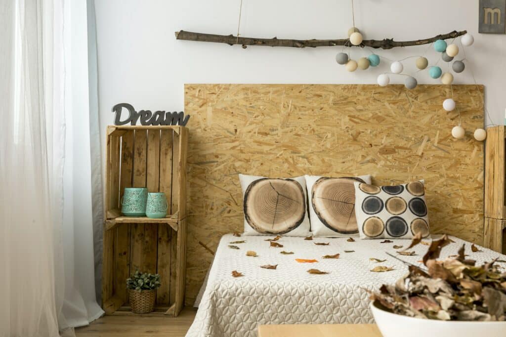 Cozy bedroom with DIY furniture