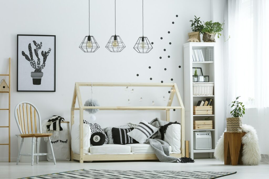 White furniture in room