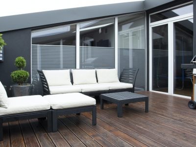 Dark terrace with grill